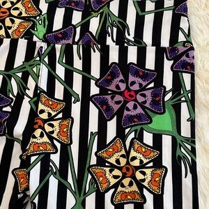 LuLaRoe Black and White Striped Leggings with Nightmare Before Christmas Design